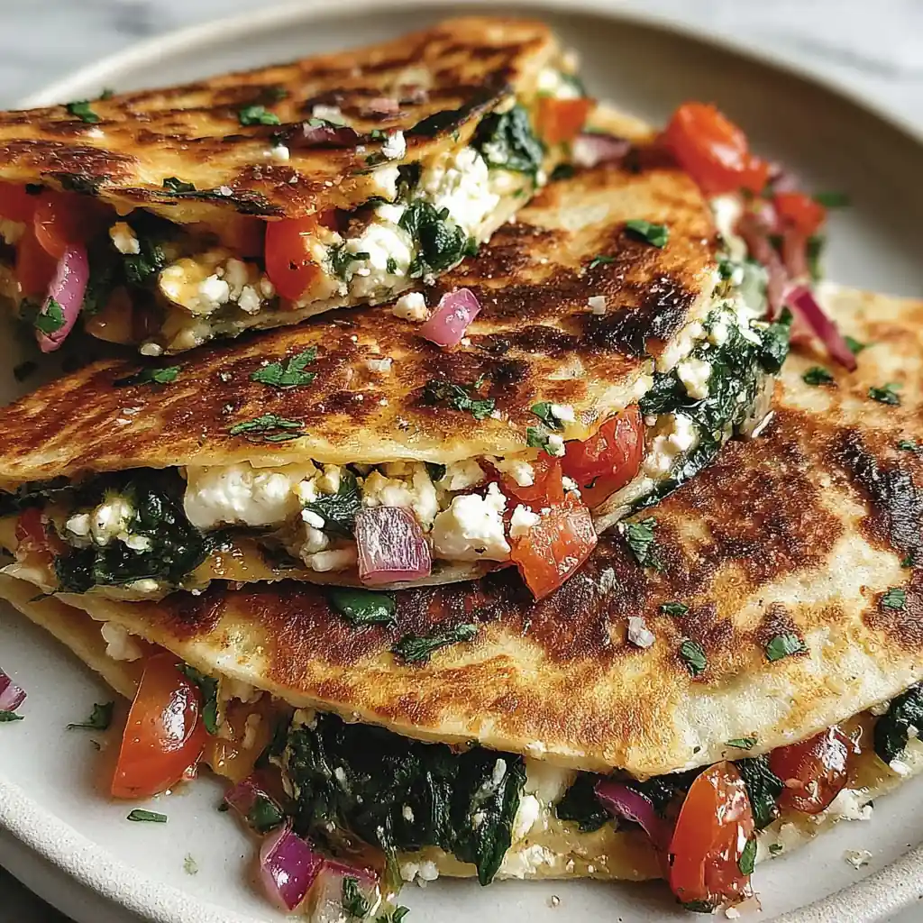 Mediterranean Quesadillas with Spinach, Feta, and Mozzarella 4 Mediterranean Quesadillas
