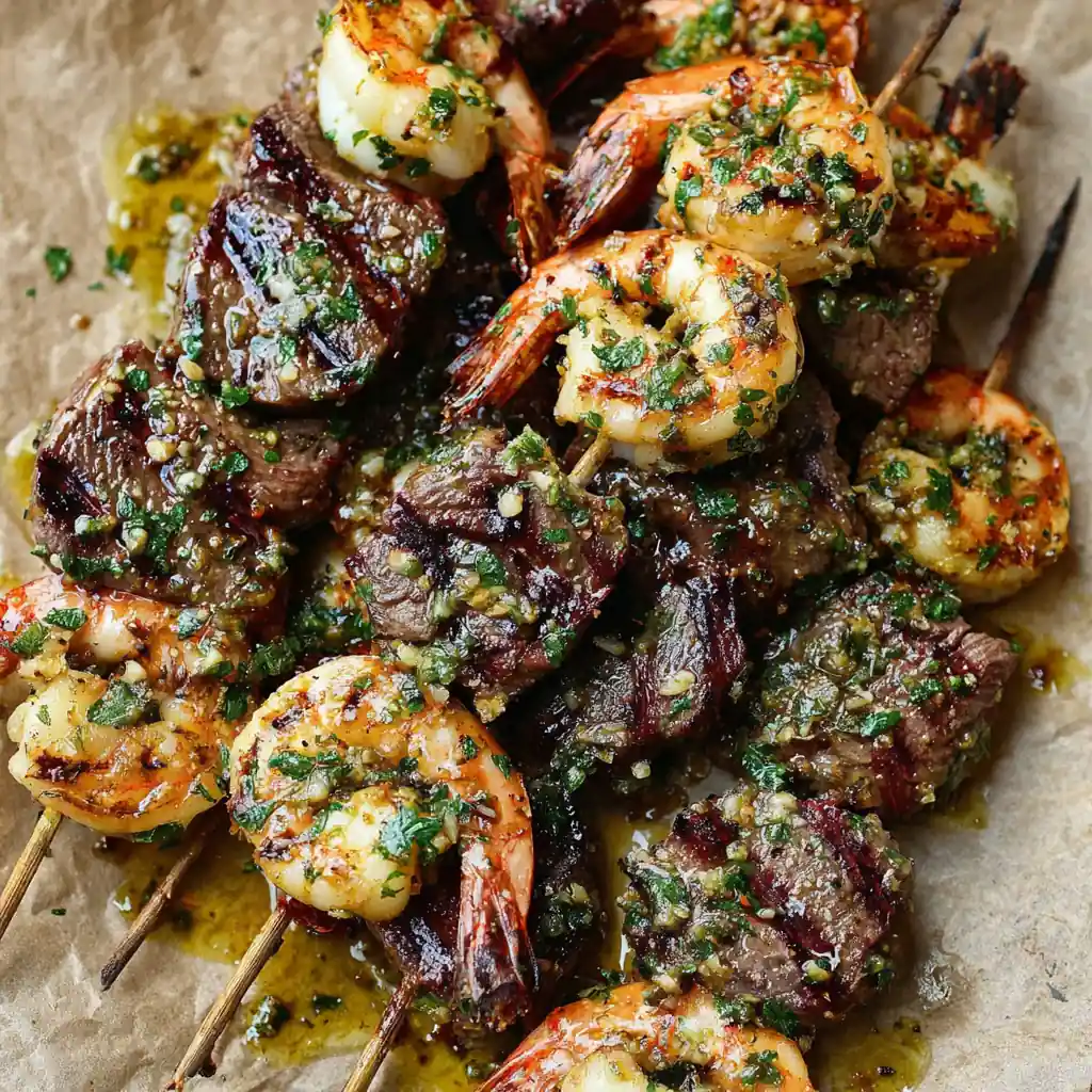 Surf and Turf Kebabs with Chimichurri Sauce – Amazing Grilled Recipe 4 Surf and Turf Kebabs