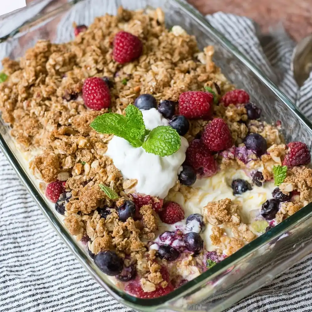 Triple Berry Rhubarb Crisp