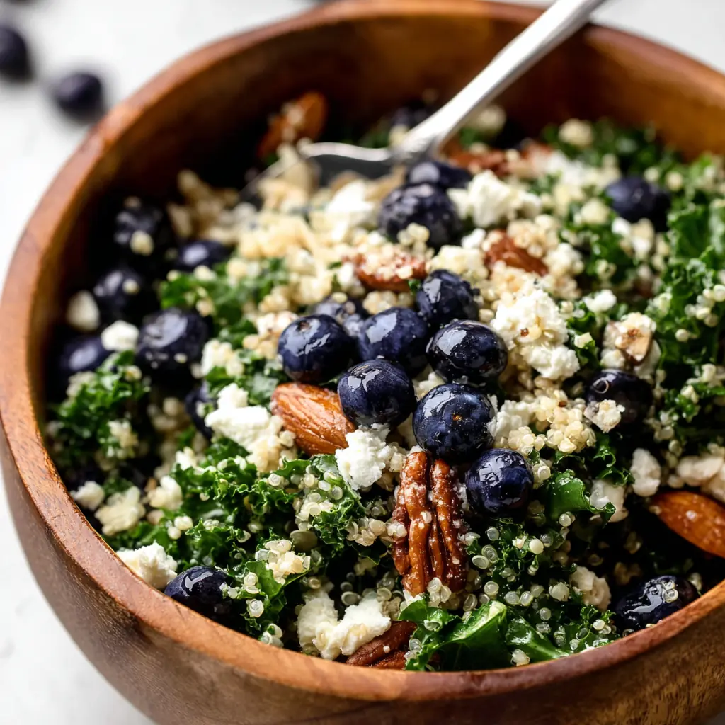 Kale Salad with Blueberries and Quinoa