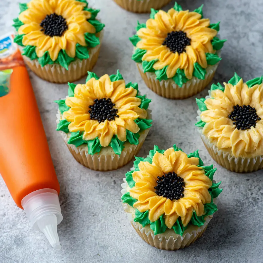 Lemon Sunflower Cupcakes: Beautiful & Easy Citrus Dessert 4 Lemon Sunflower Cupcakes