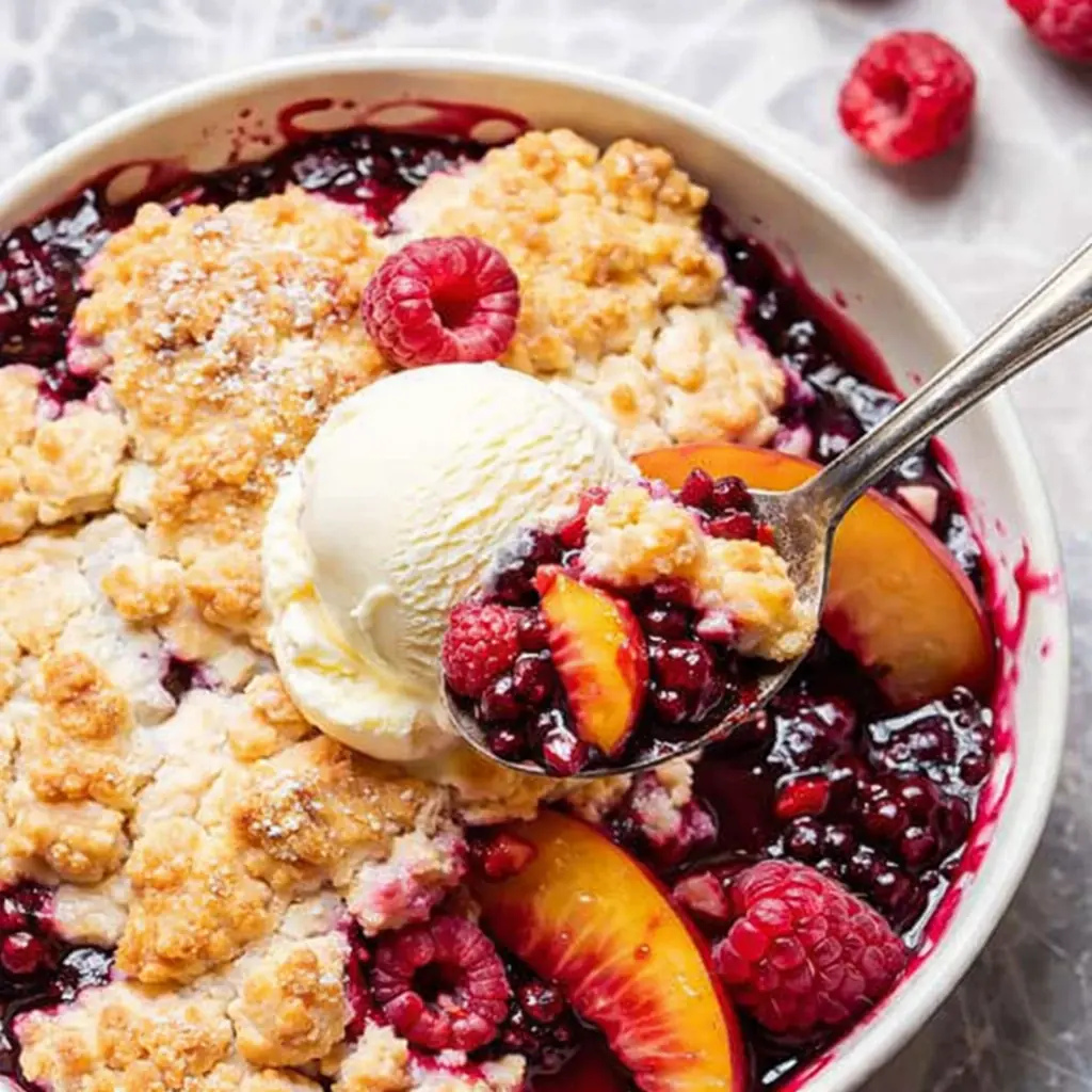 Peach Raspberry Cobbler