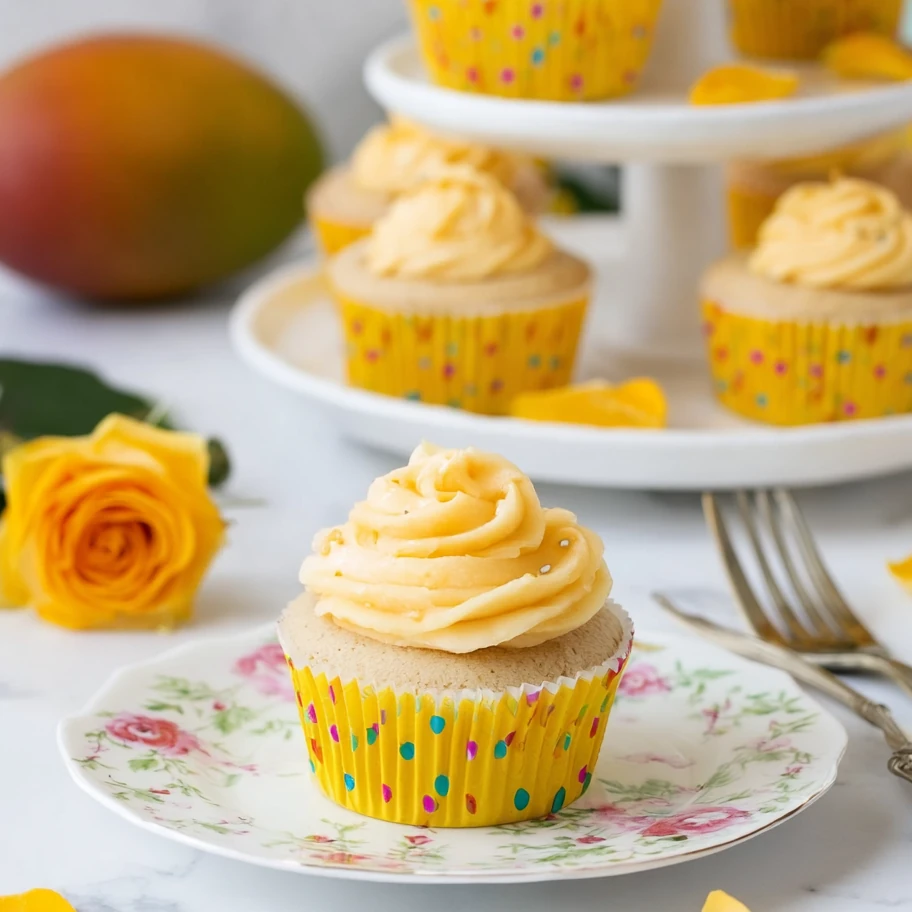 Tropical Mango Vanilla Cupcakes