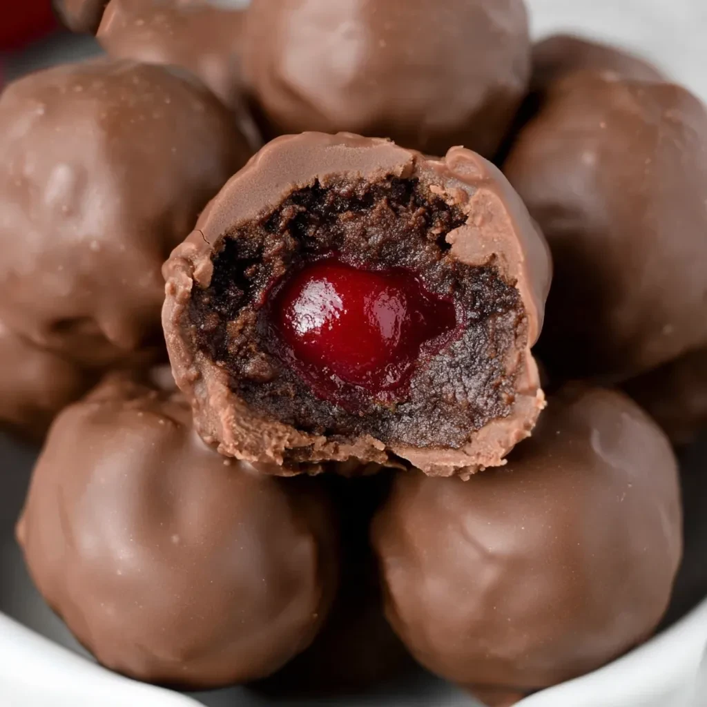 Chocolate Covered Cherry Brownie Bombs