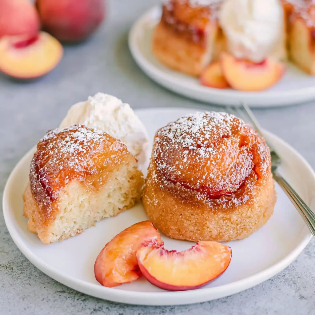 Peach Upside Down Mini Cakes Recipe for Fresh Summer Desserts 4 Peach Upside Down Mini Cakes