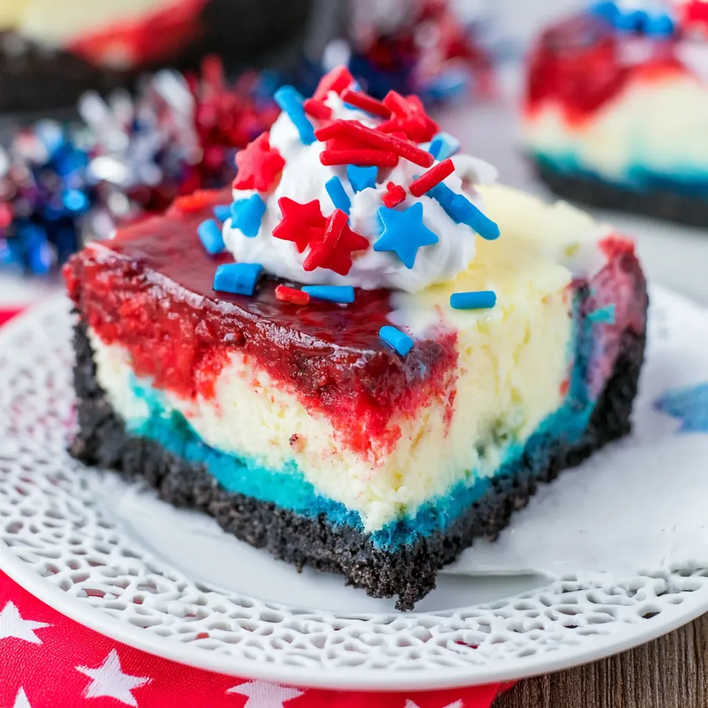 Red White and Blue Cheesecake Bars
