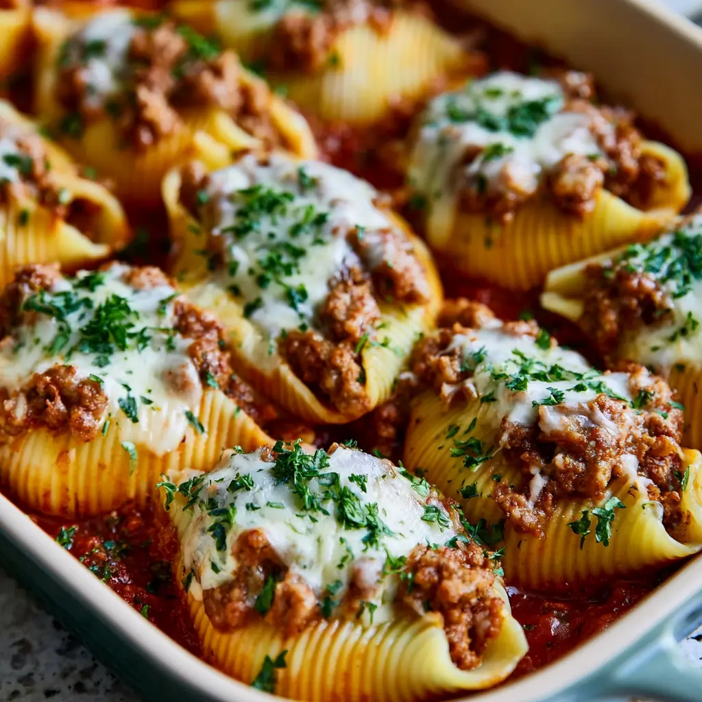 Baked Beef and Ricotta Stuffed Shells