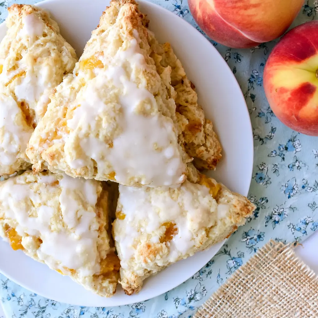 Peach Pie Scones with Vanilla Glaze: Amazing Summer Brunch Favorite 4 Peach Pie Scones