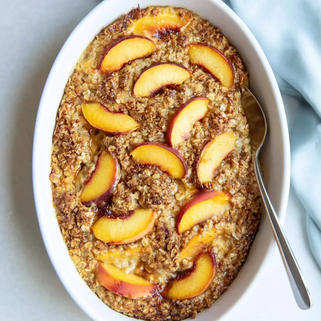 Summer Peach Baked Oatmeal