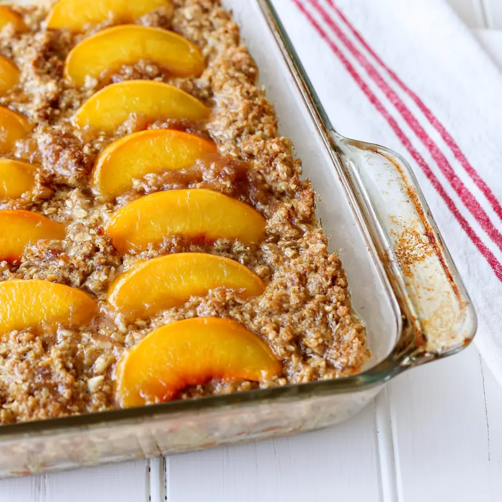 Summer Peach Baked Oatmeal: Easy Make-Ahead Breakfast 4 Summer Peach Baked Oatmeal