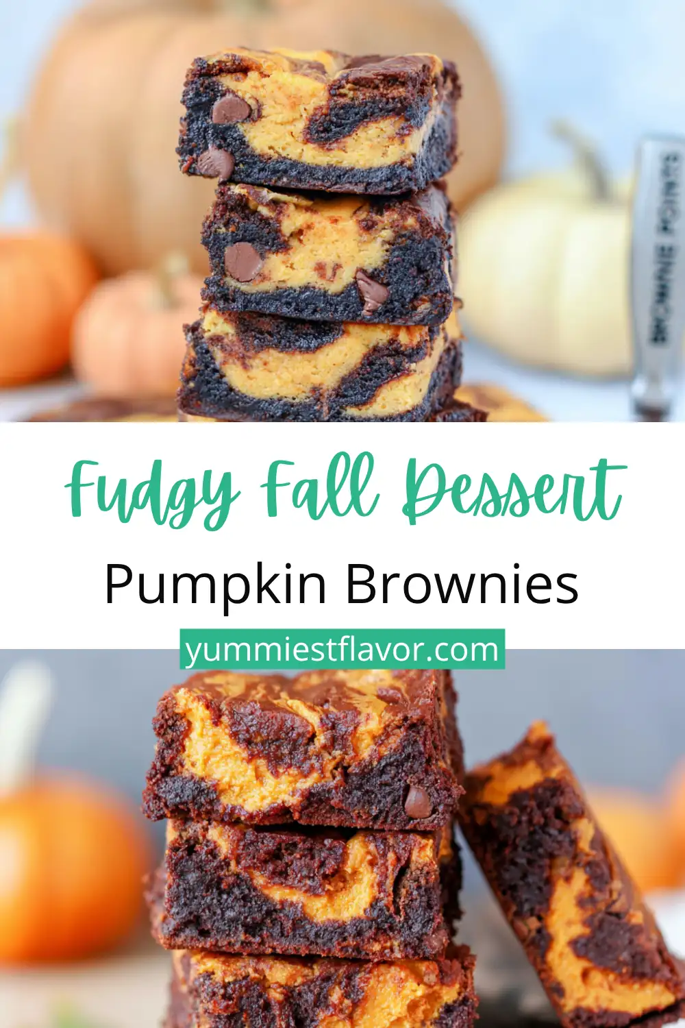 Pumpkin Brownies With a Rich Cheesecake Swirl 6 Pumpkin Brownies