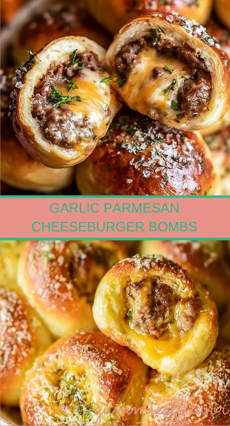 Garlic Parmesan Cheeseburger Bombs: Easy Cheesy Party Favorite 6 Garlic Parmesan Cheeseburger Bombs