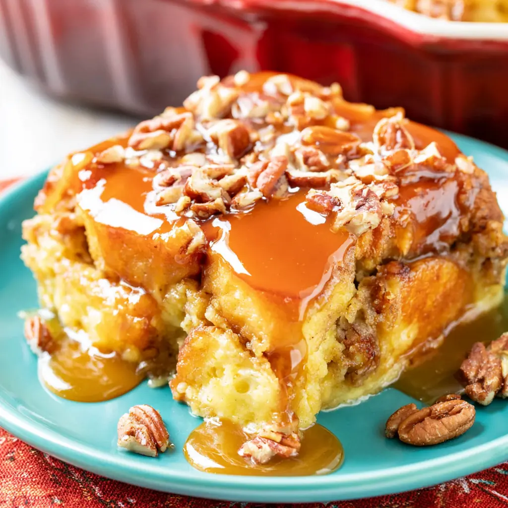 Pumpkin Praline Bread Pudding with Buttery Pecan Sauce 5 Pumpkin Praline Bread Pudding